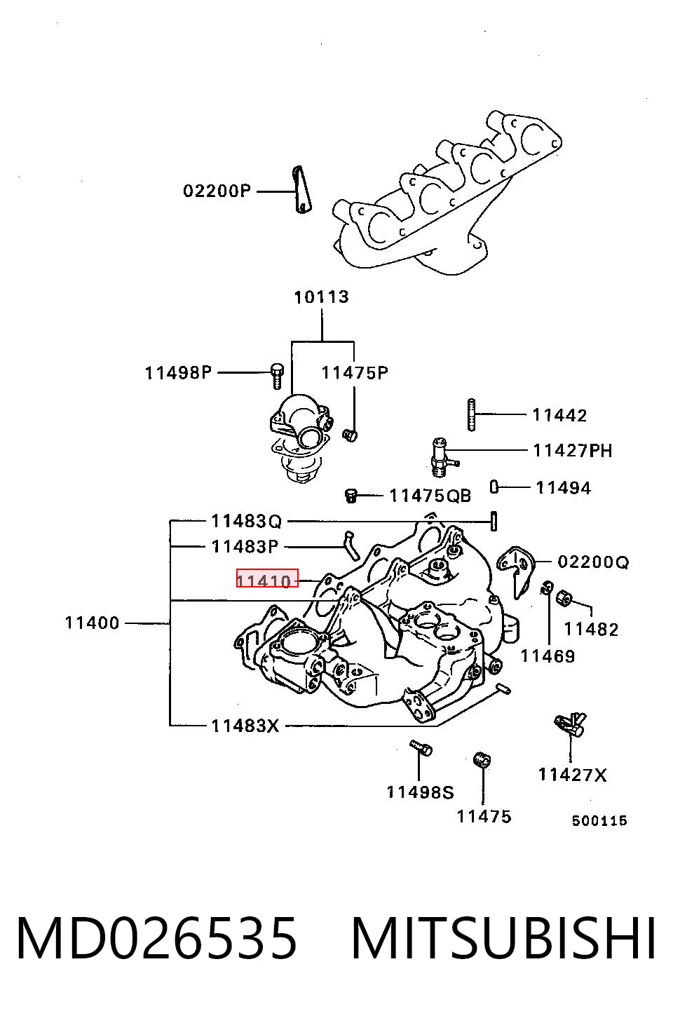 Vedante de tubo coletor de admissão para Mitsubishi Pajero I L04G