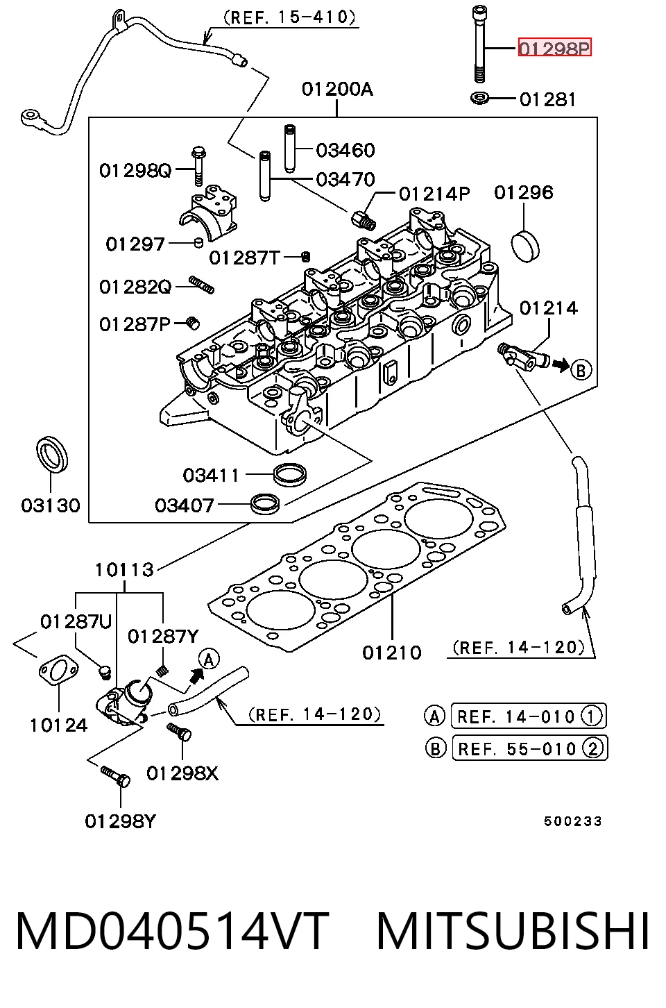  Parafuso de cabeça de motor (CBC) Mitsubishi Eclipse I coupé (D22A, D27A) (1991 - 1995) I