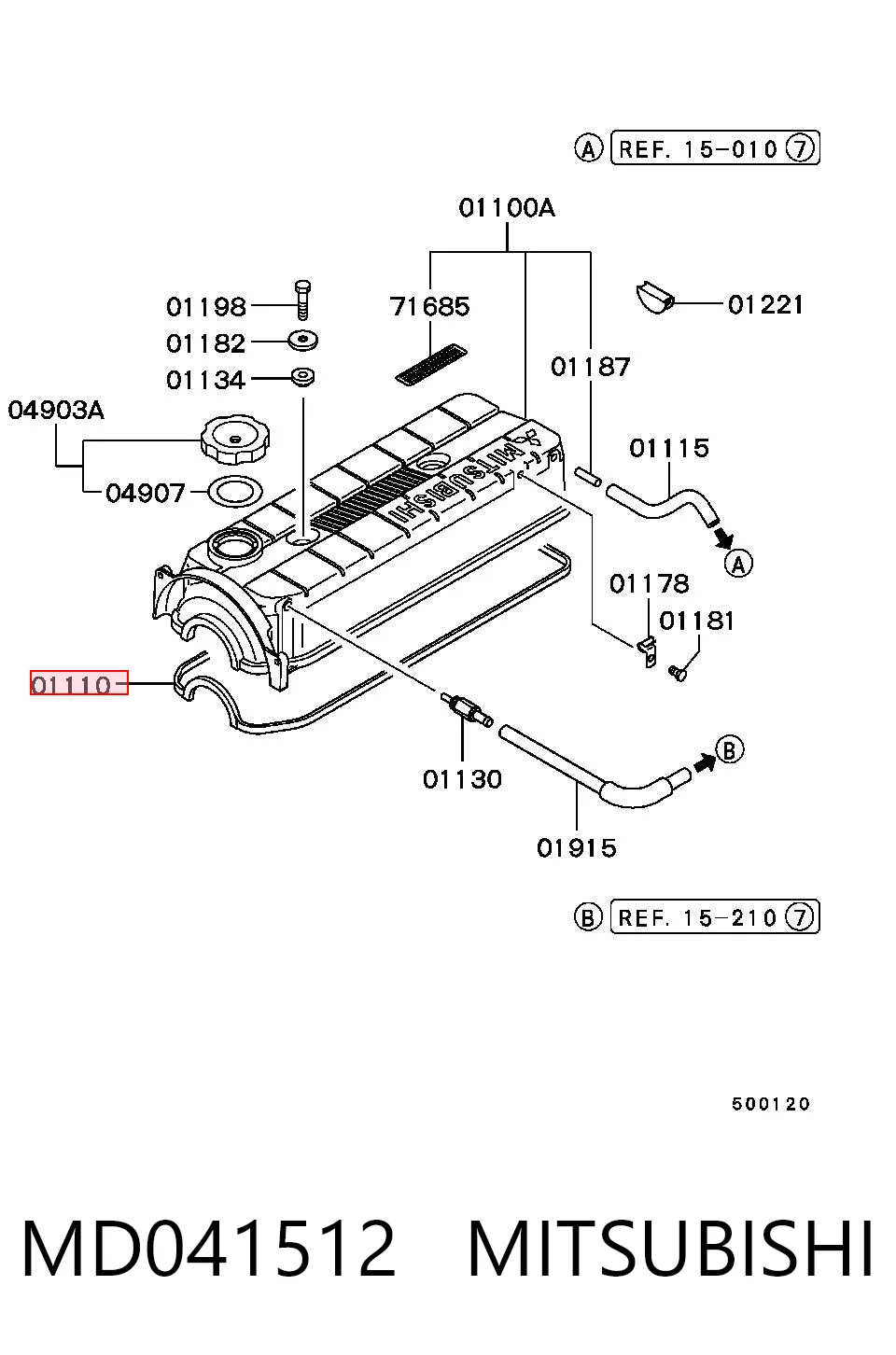 Vedante de tampa de válvulas de motor Mitsubishi L 300  P0W, P1W, P2W