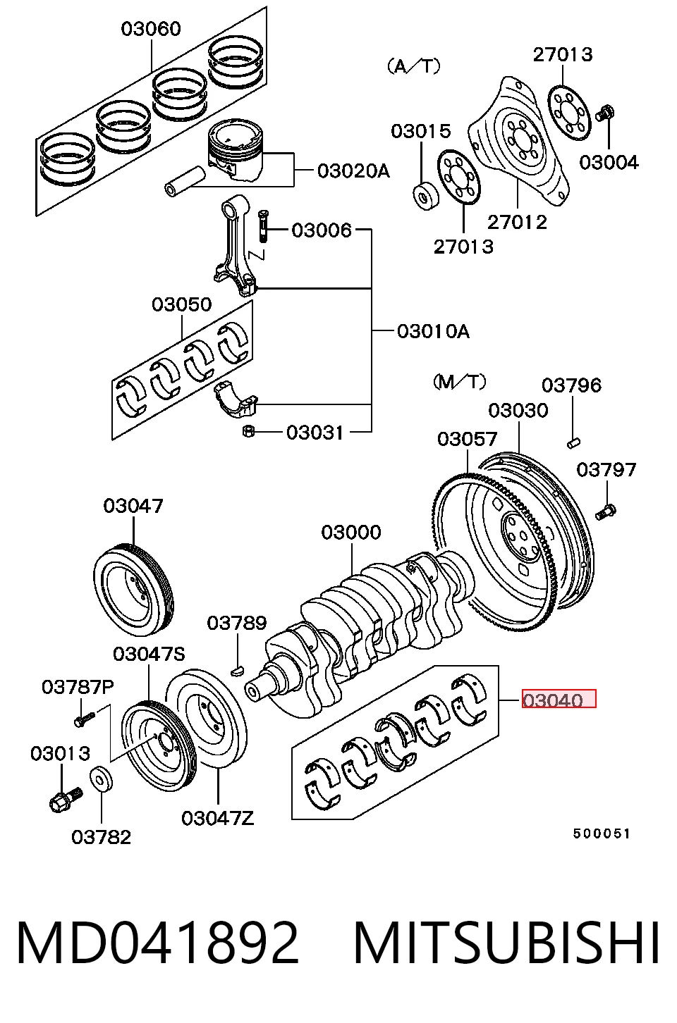 Compre MD091399 Hyundai/Kia Folhas inseridas principais de cambota, kit, padrão (STD)