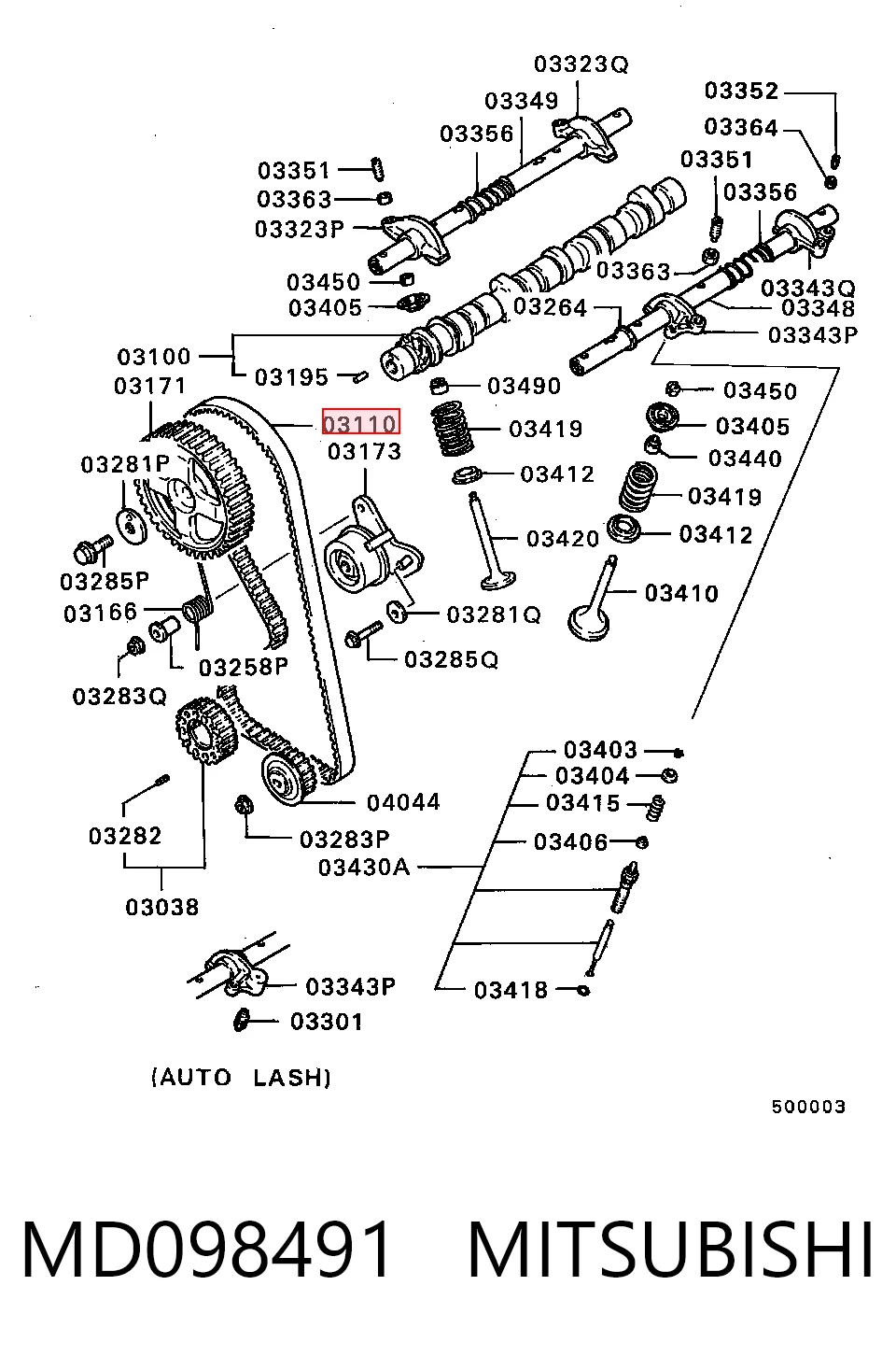 Correia do mecanismo de distribuição de gás para Mitsubishi Galant E1A