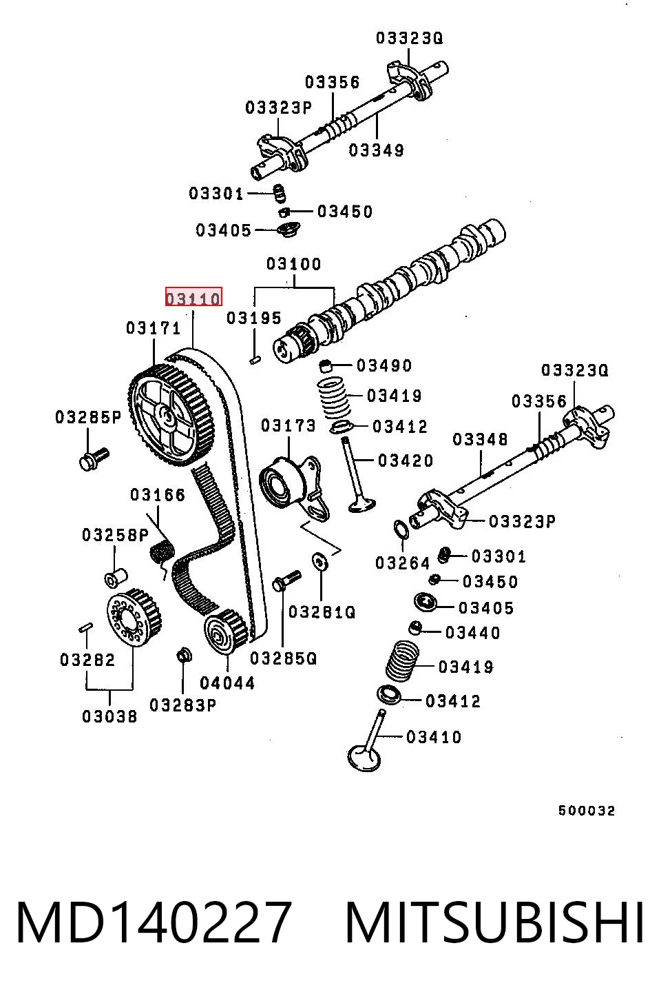 MD140227 Mitsubishi Correia do mecanismo de distribuição de gás