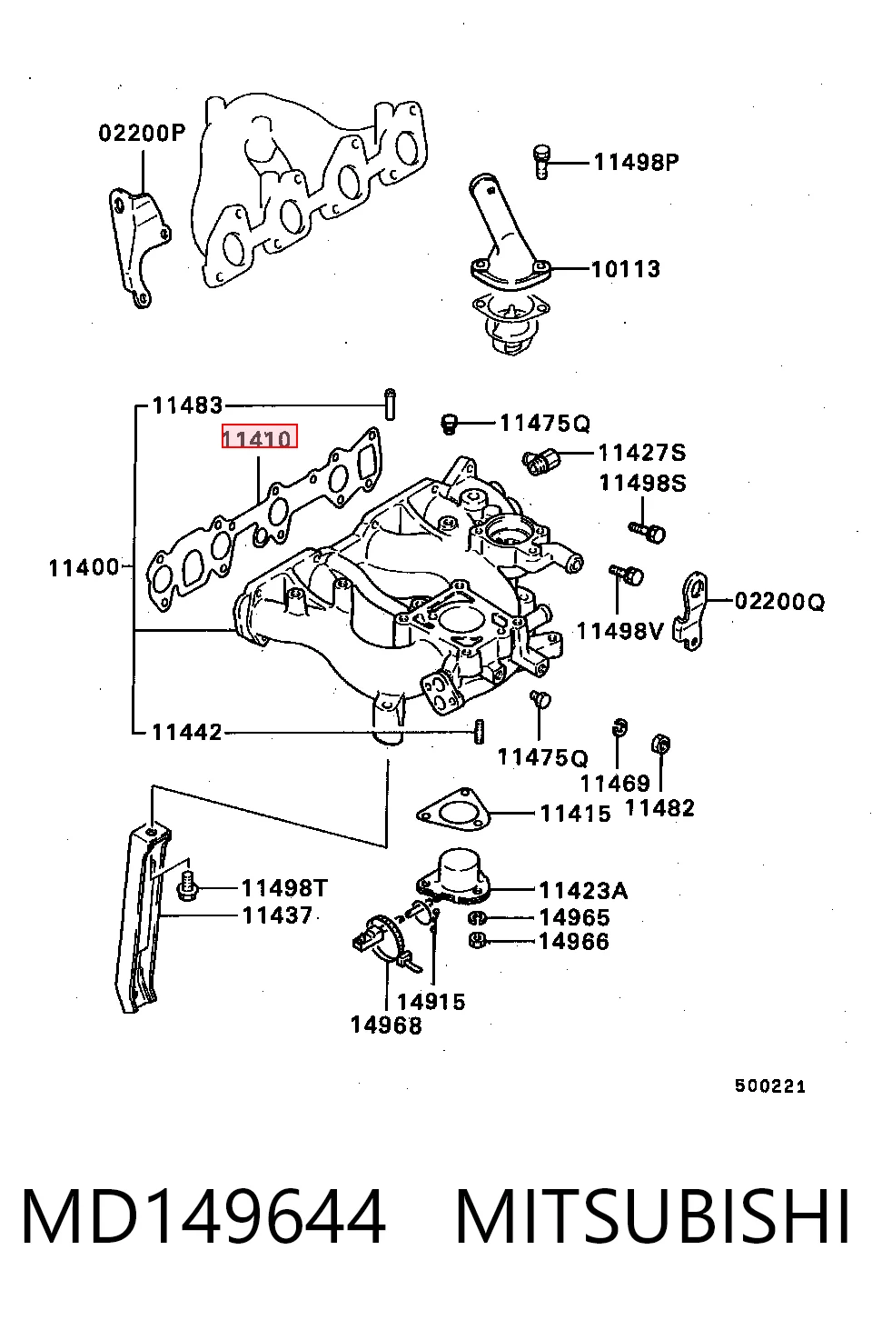 Vedante de tubo coletor de admissão para Mitsubishi L 300  L03P
