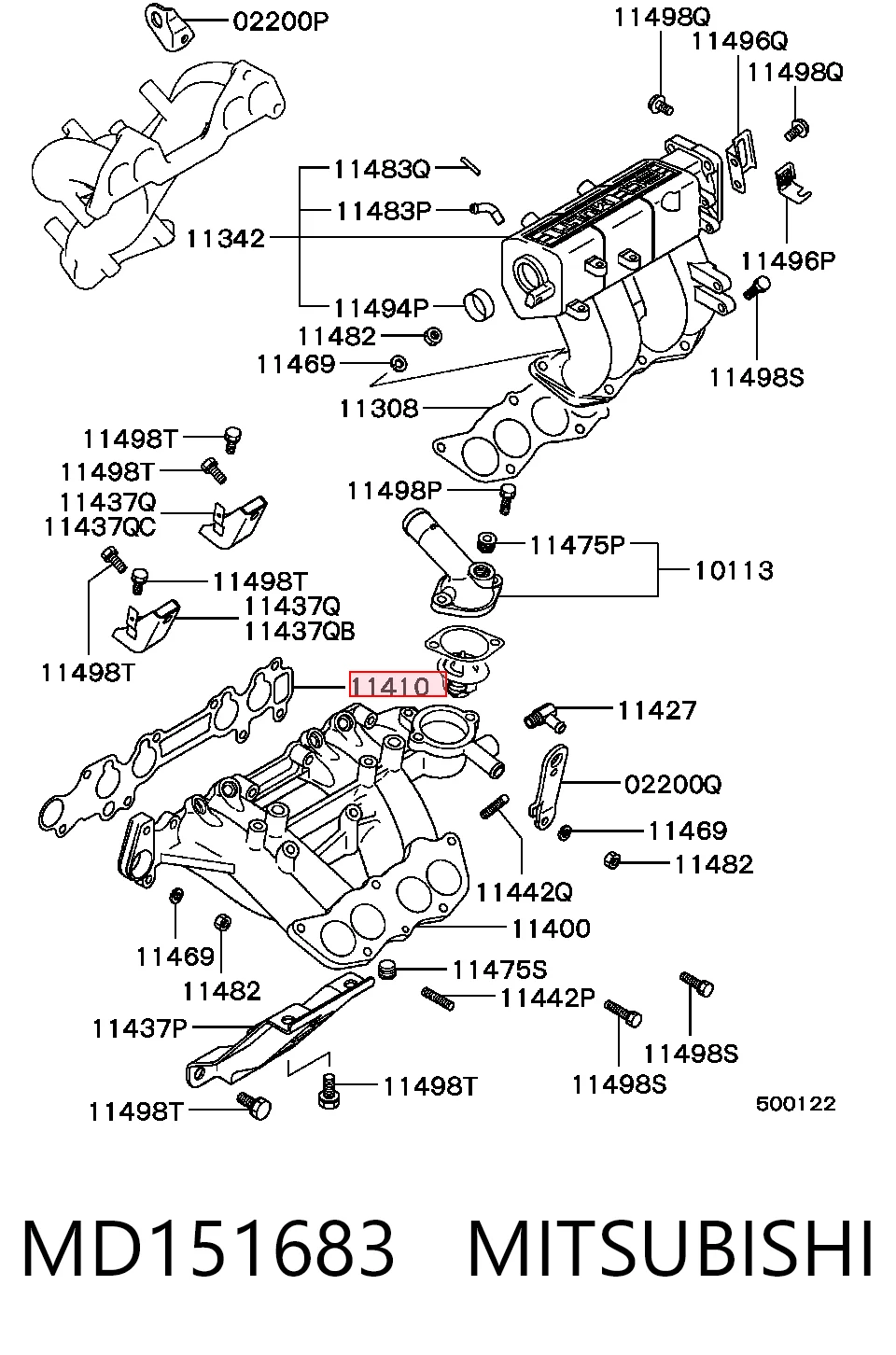 Vedante de tubo coletor de admissão para Mitsubishi Lancer III C1A,C6A