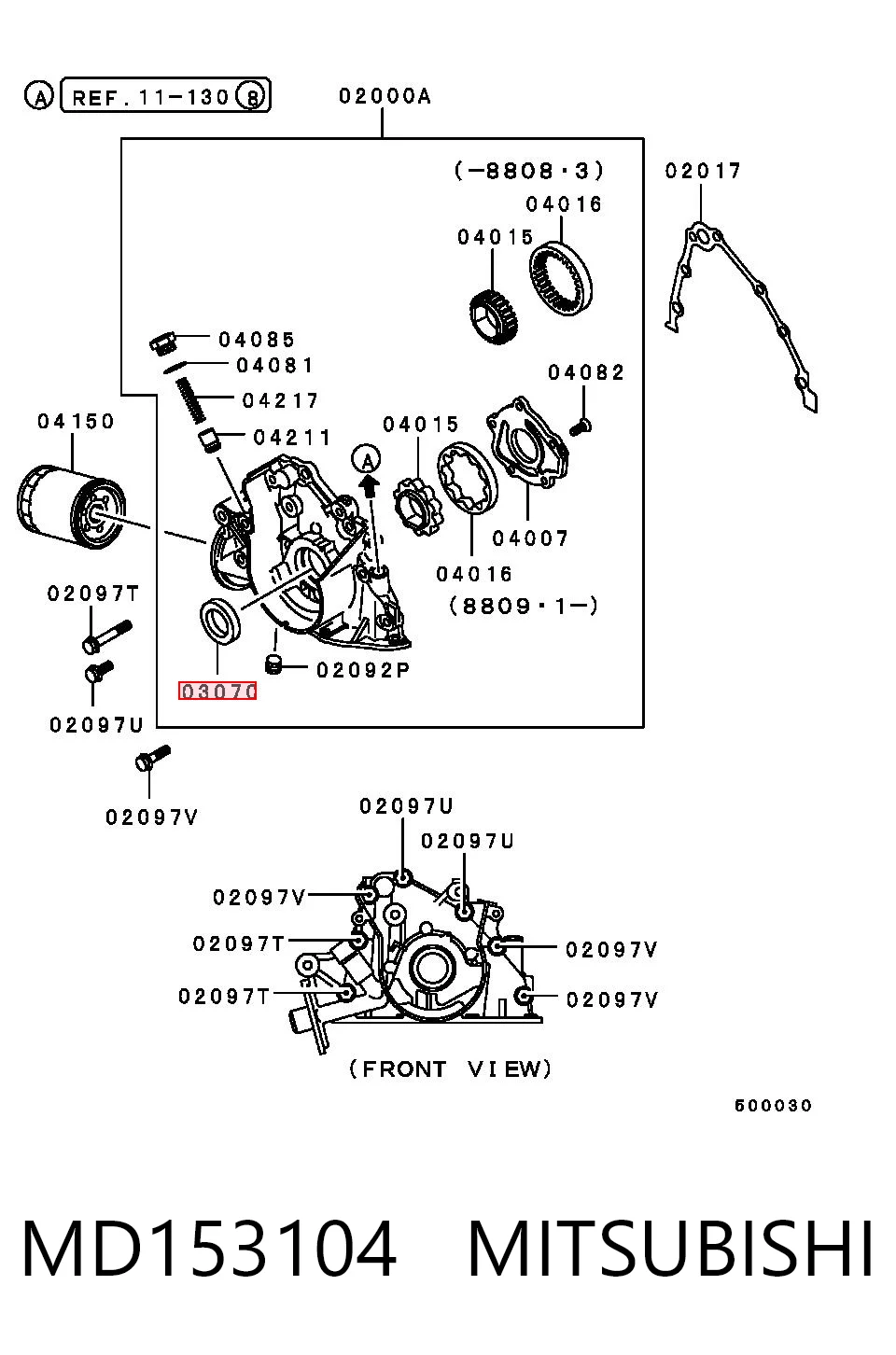Vedação dianteira de cambota de motor Mitsubishi Lancer III C1A,C6A