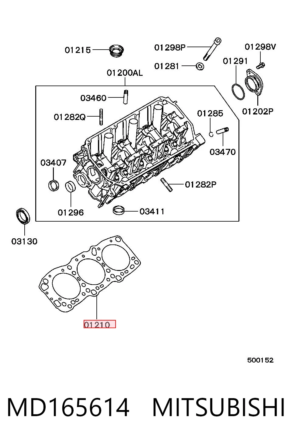 MD165614 Hyundai/Kia Vedante de cabeça de motor (CBC)