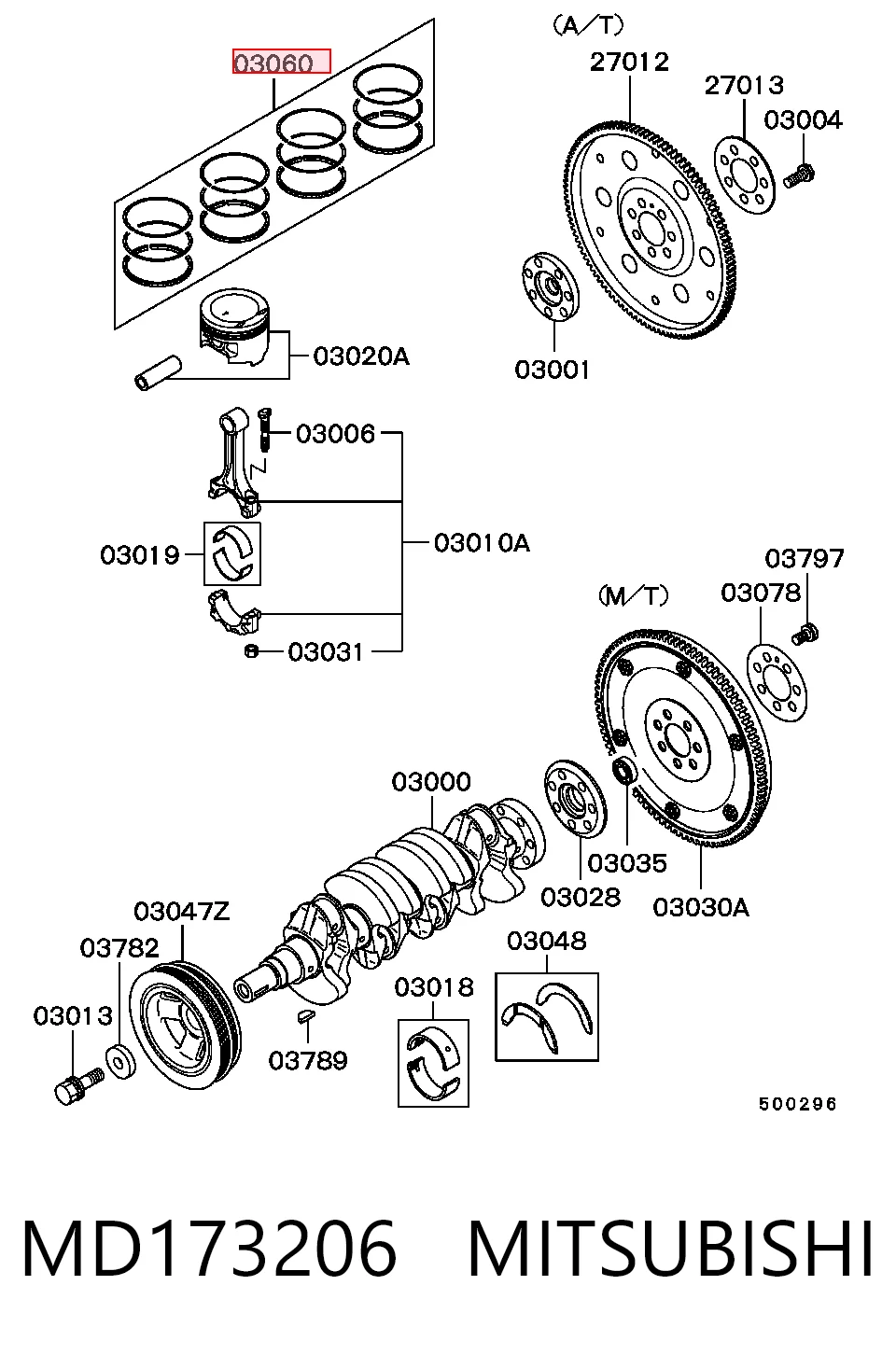 MD173206 Mitsubishi Kit de anéis de pistão de motor, STD.
