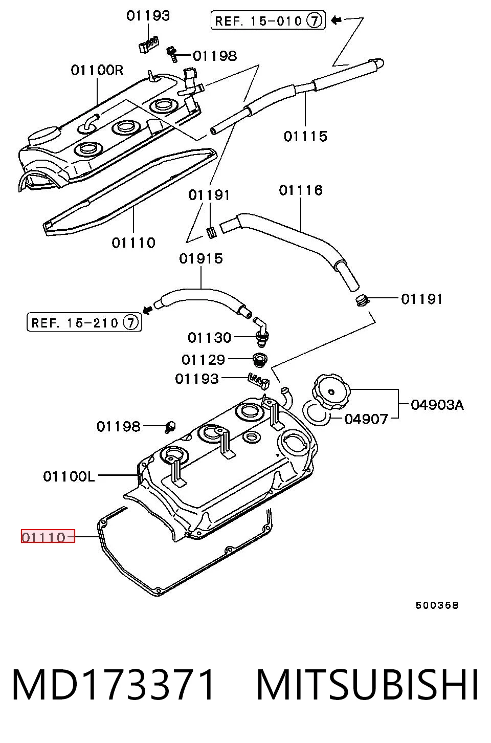 Vedante de tampa de válvulas de motor para Mitsubishi Galant EA