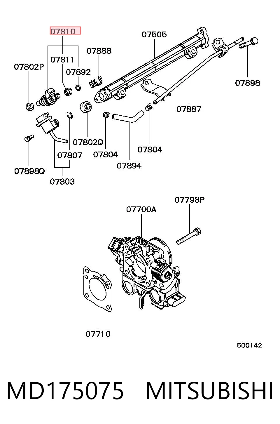 MD175075 Mitsubishi Injetor de injeção de combustível