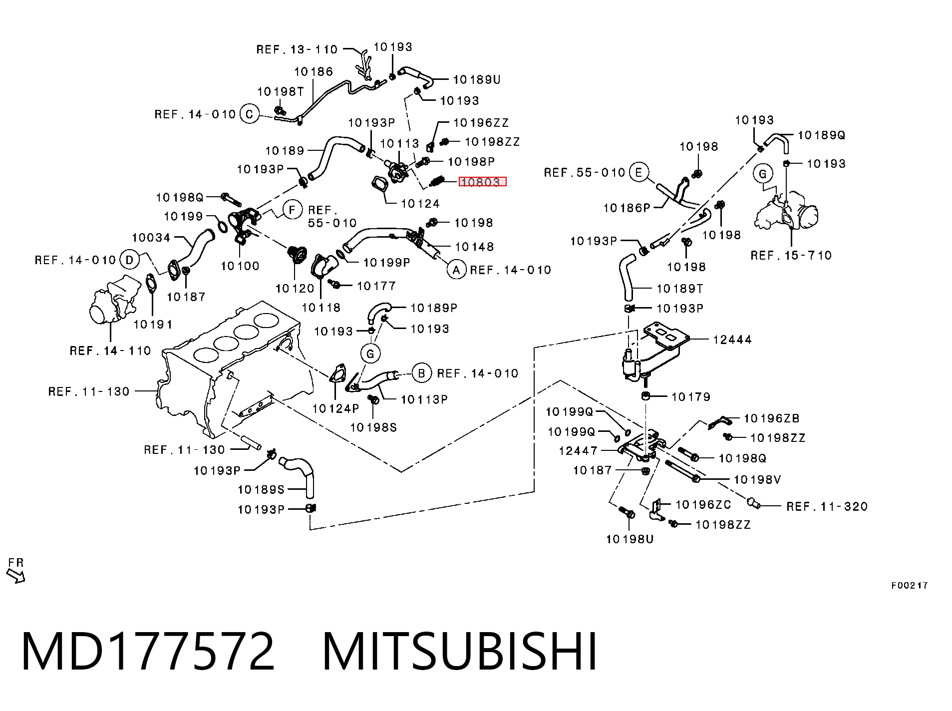 MD177572 Mitsubishi Sensor de temperatura do fluido de esfriamento