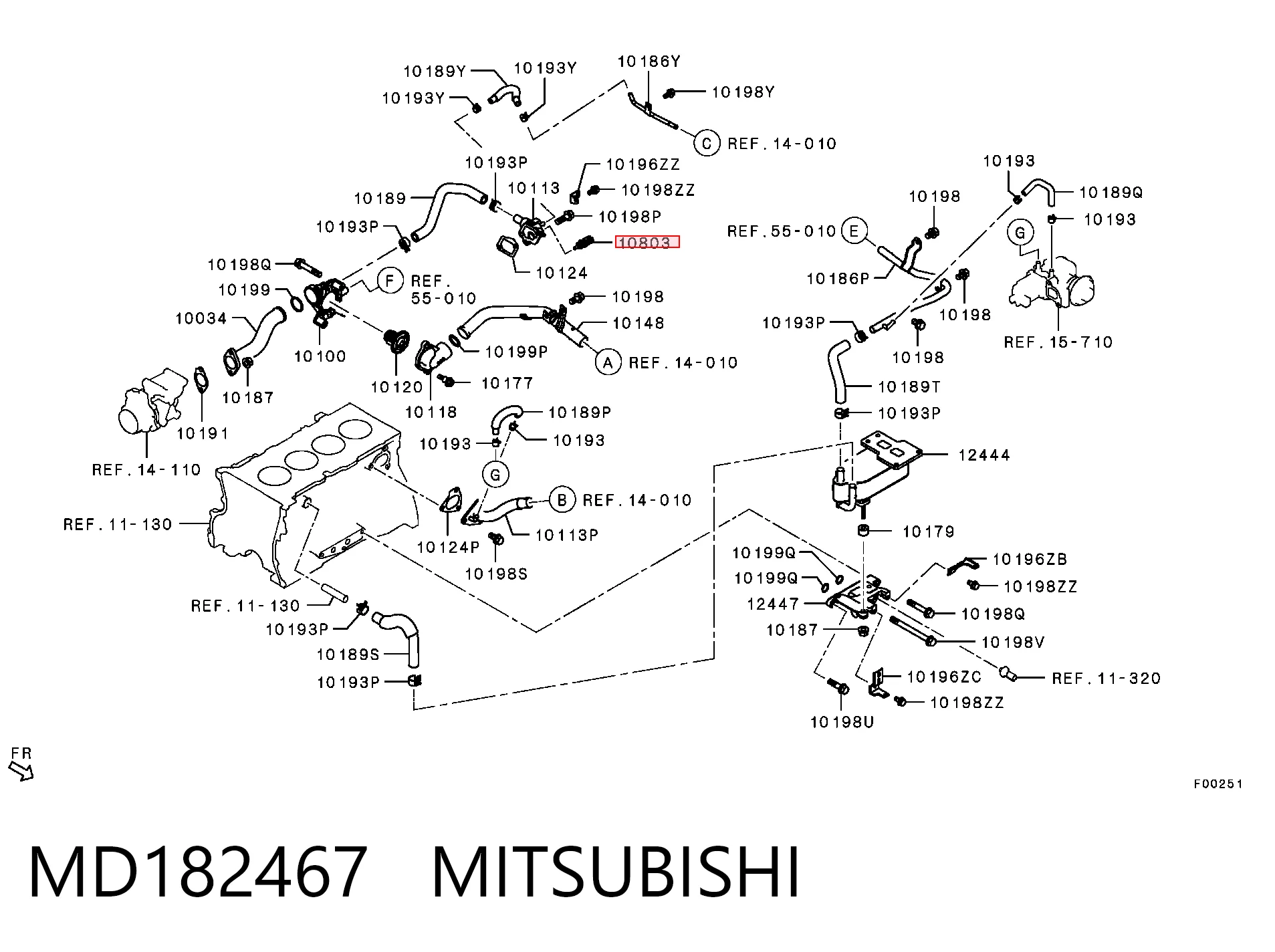 MD182467 Mitsubishi Sensor de temperatura do fluido de esfriamento