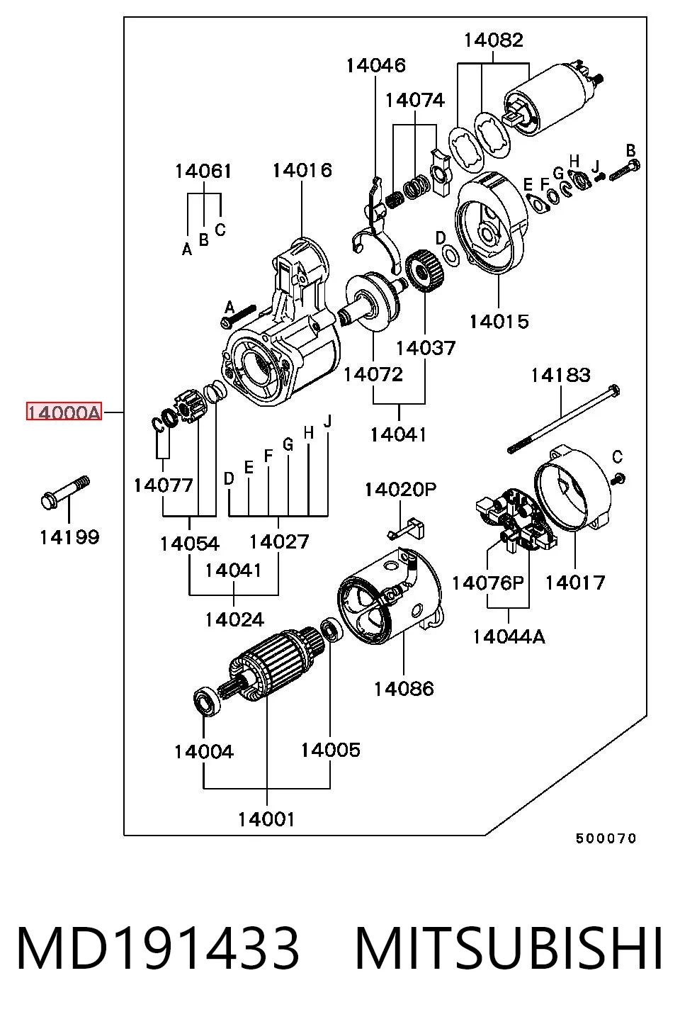 MD191433 Mitsubishi Motor de arranco