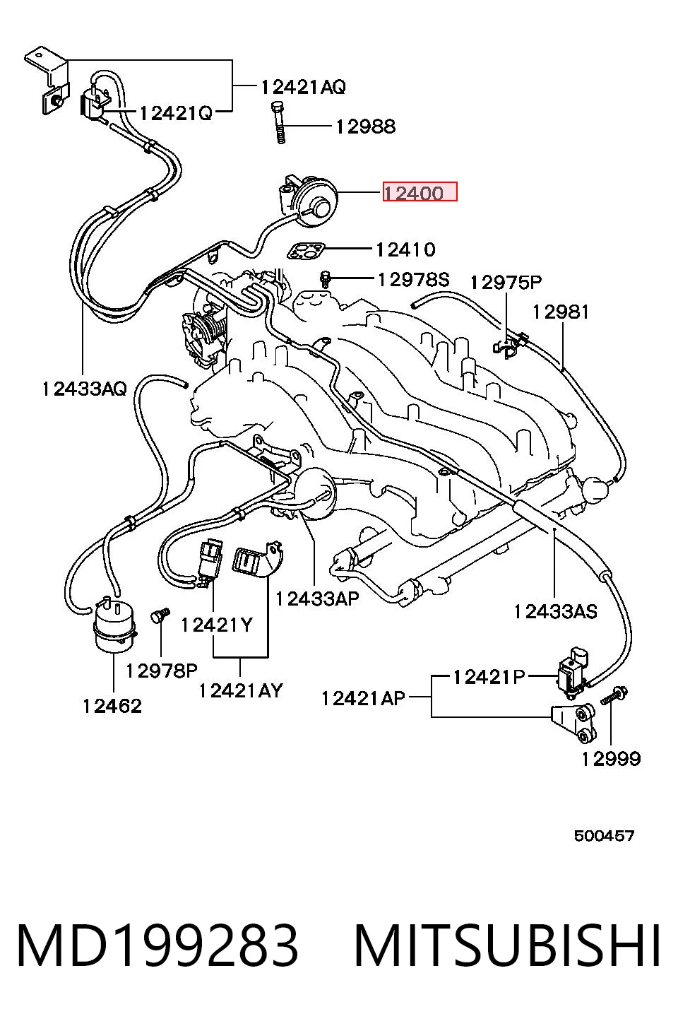 Válvula EGR de recirculação dos gases para Mitsubishi Pajero II Canvas Top V2W, V4W