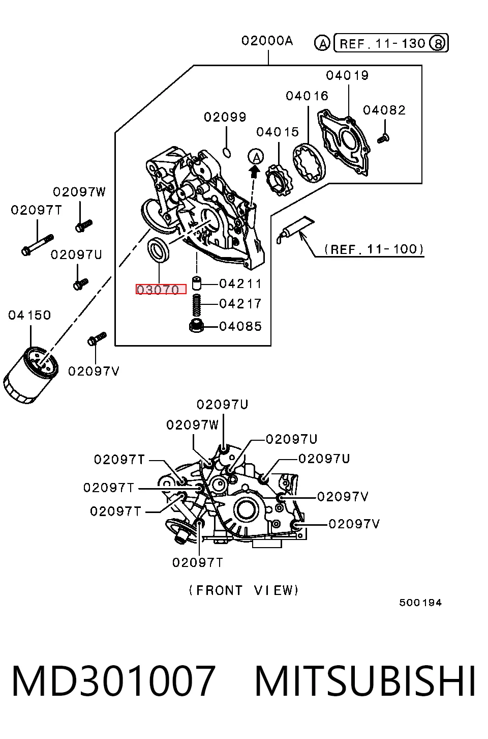  Vedação dianteira de cambota de motor Mitsubishi Lancer III sedan (C1A,C6A) (1983 - 1990) III