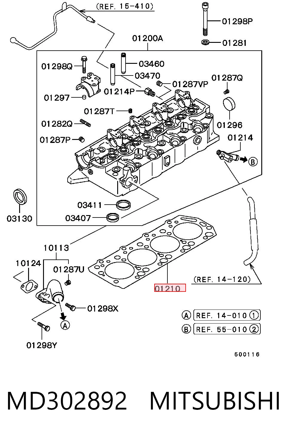 Vedante de cabeça de motor (CBC) MD302892 Hyundai/Kia