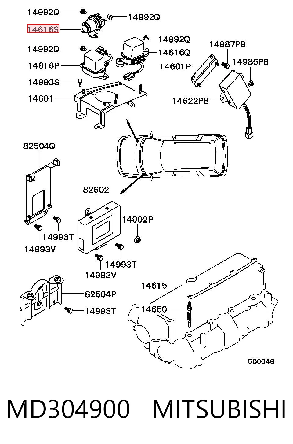 MD304900 Mitsubishi Relê das velas de incandescência