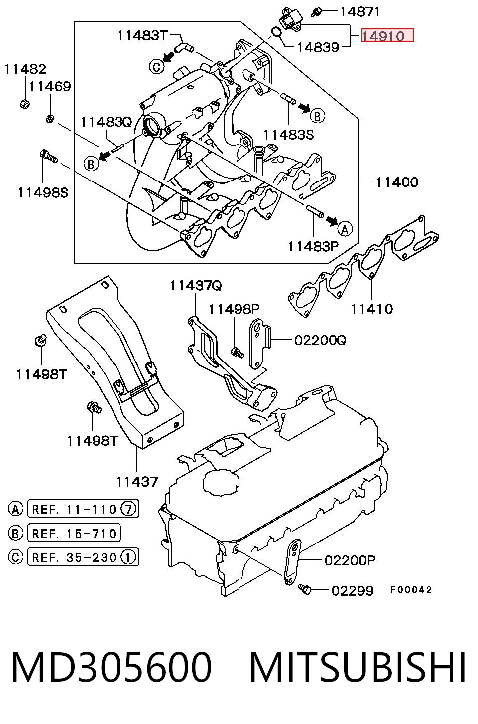 MD305600 Mitsubishi Sensor de pressão no coletor de admissão, MAP
