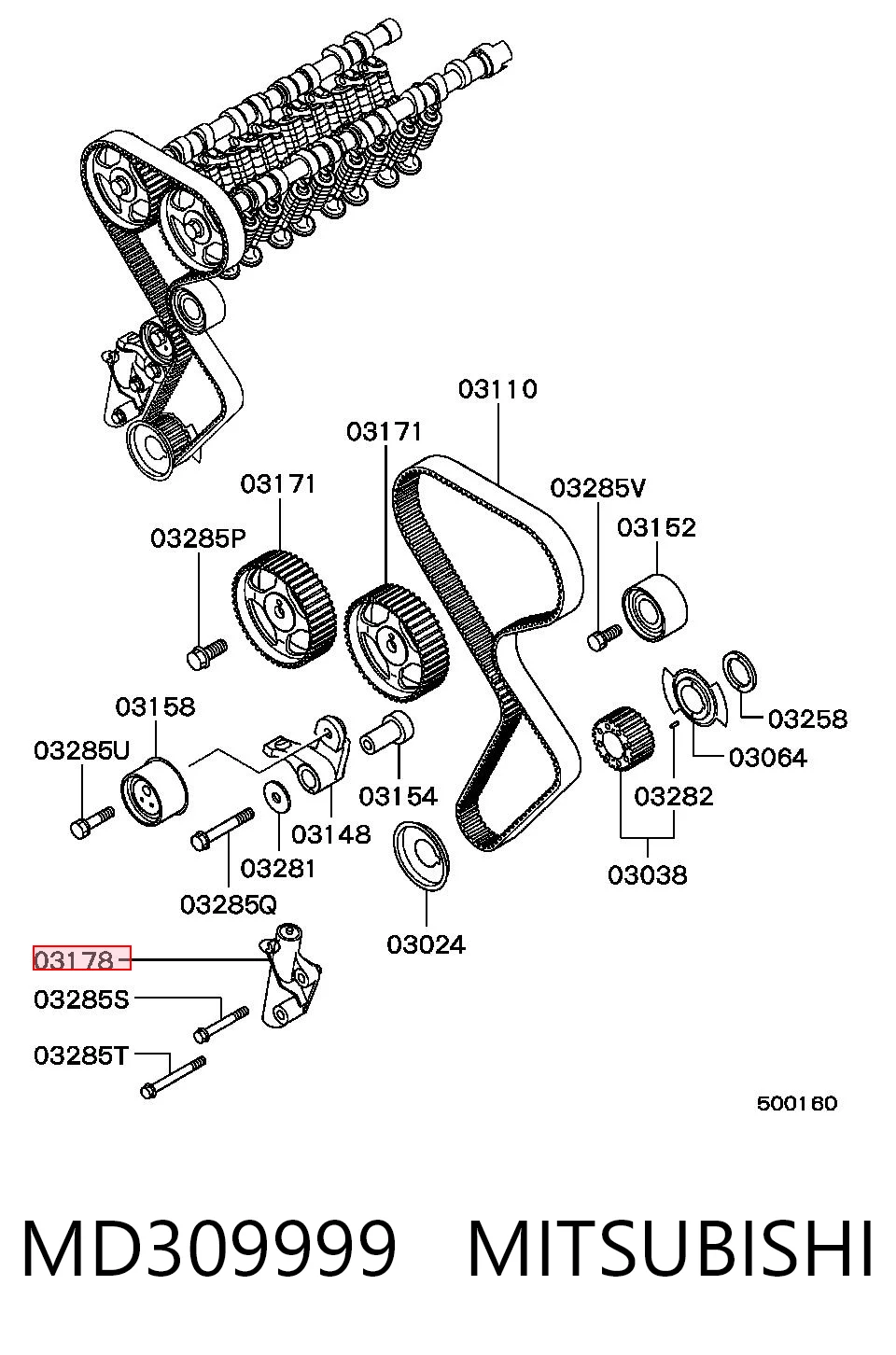Reguladora de tensão da correia do mecanismo de distribuição de gás para Mitsubishi Pajero PININ H60, H70