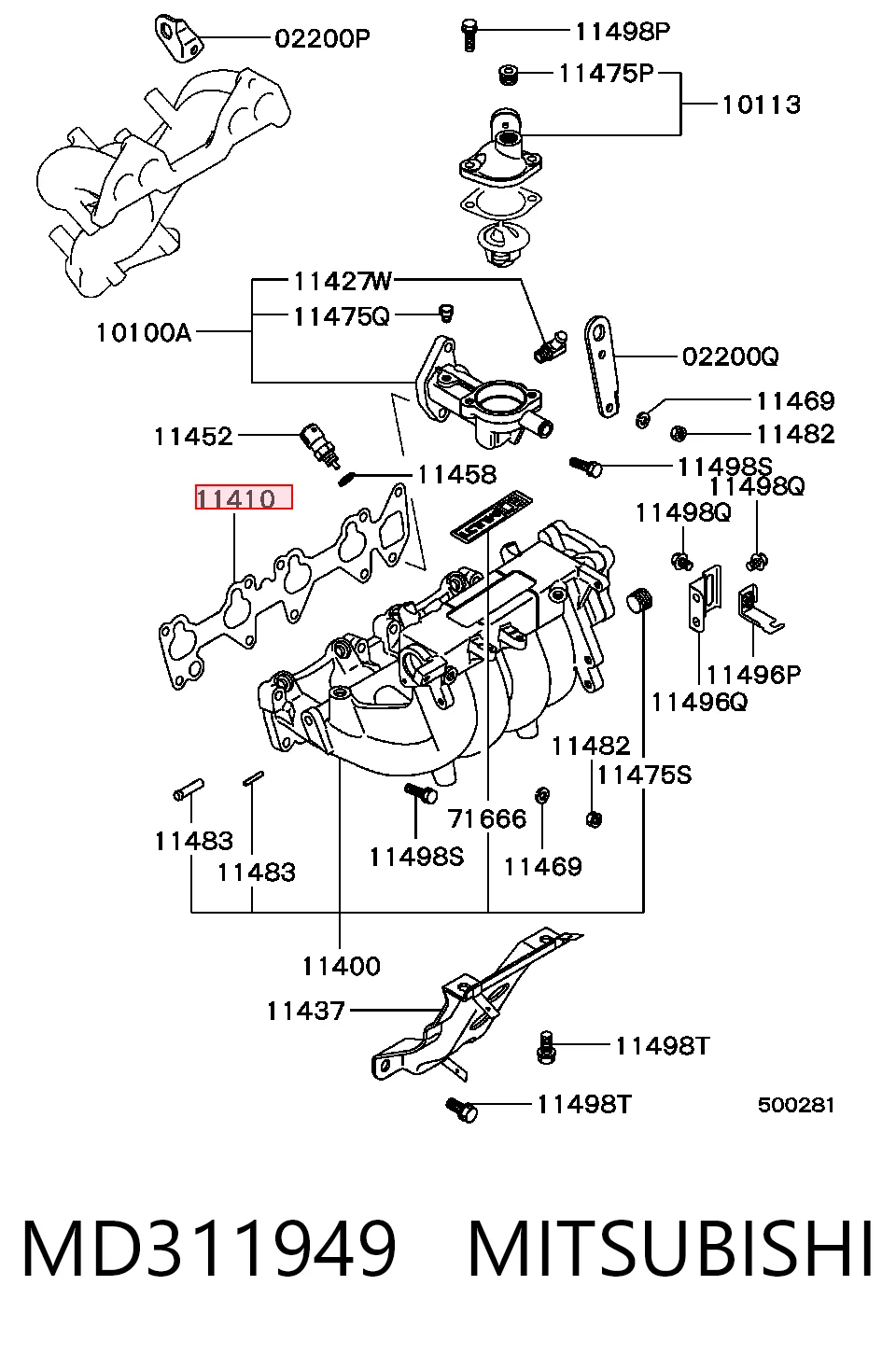 Vedante de tubo coletor de admissão Mitsubishi Lancer IV C6A, C7A ao melhor preço