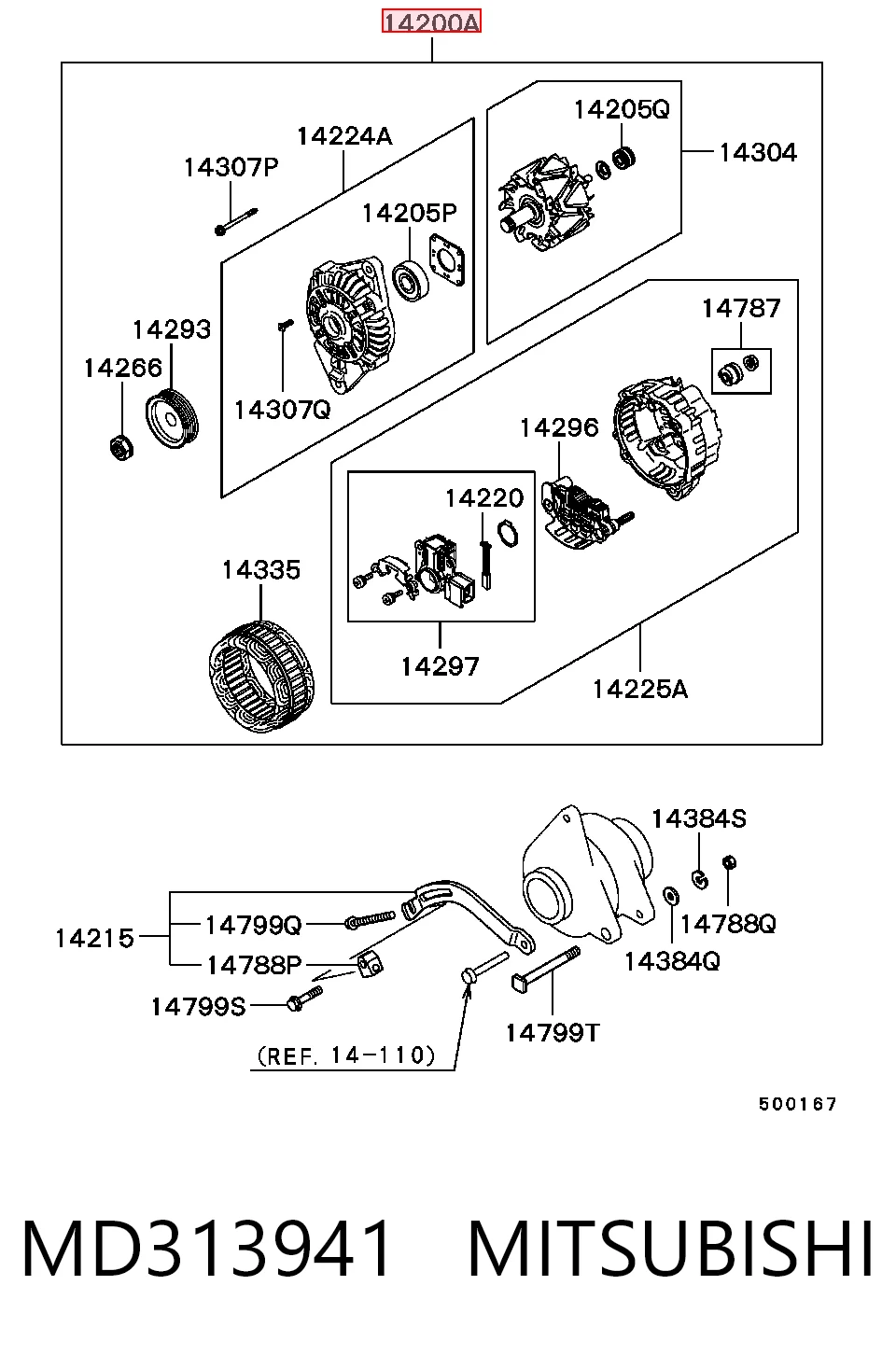 MD313941 Mitsubishi Gerador