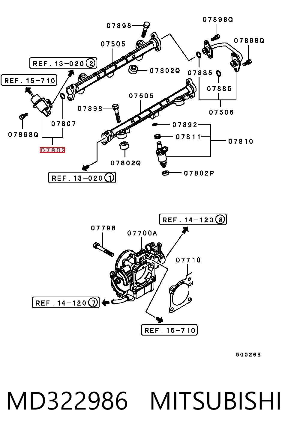 MD322986 Mitsubishi Regulador de pressão de combustível na régua de injectores