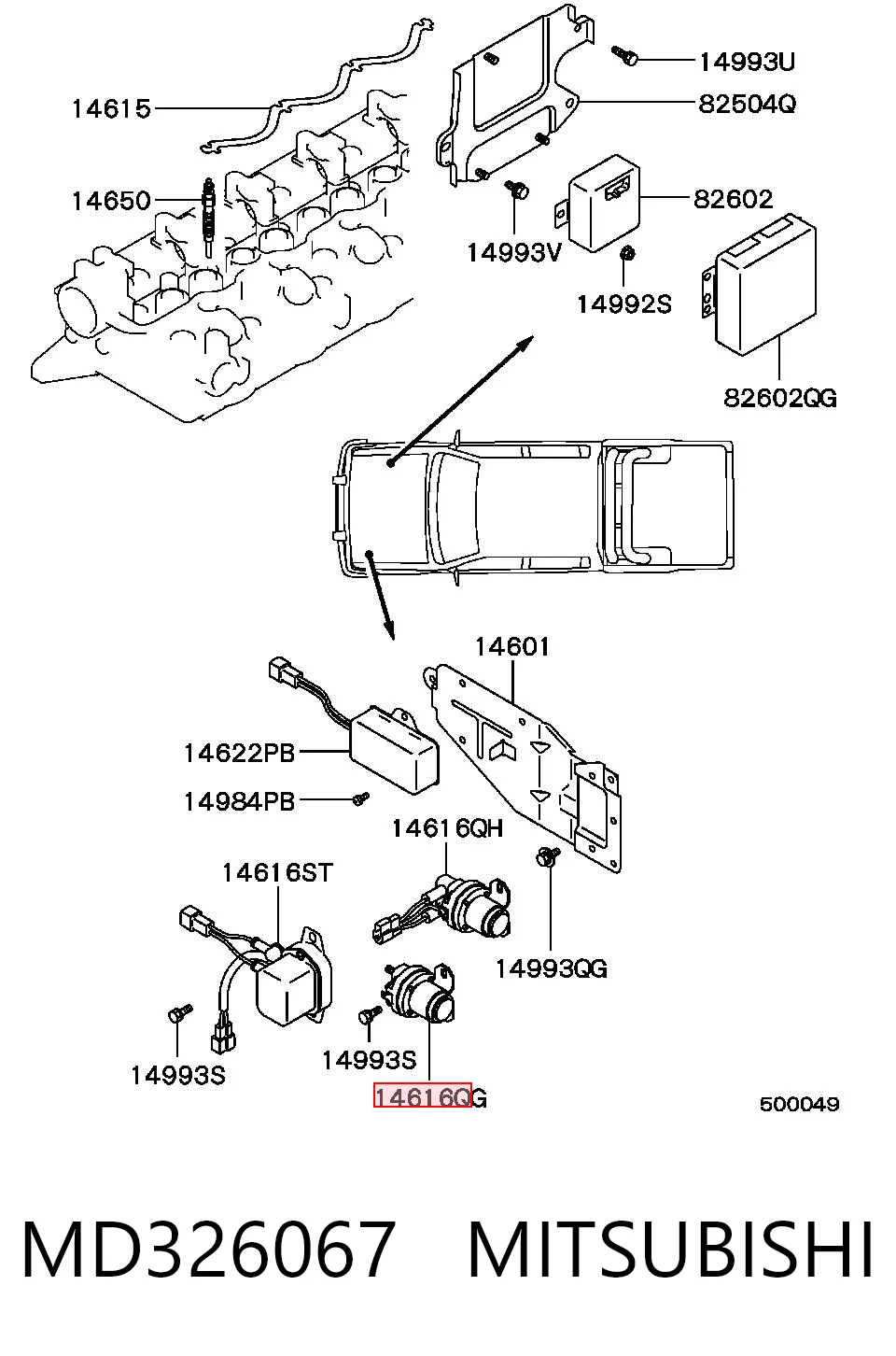 MD326067 Mitsubishi Relê das velas de incandescência