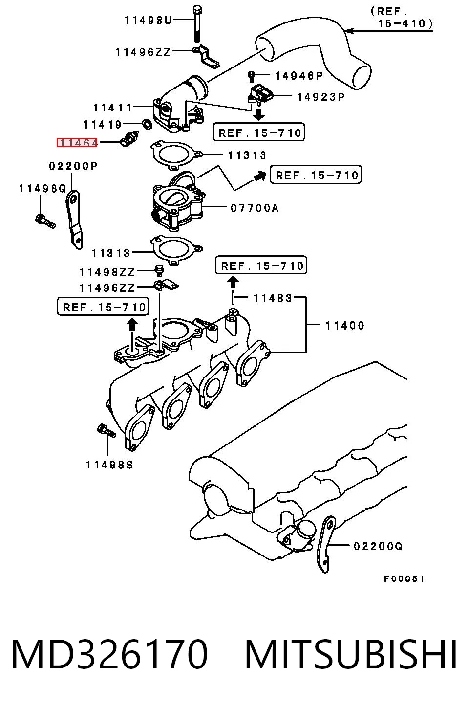 MD326170 Mitsubishi Sensor de temperatura da mistura de ar