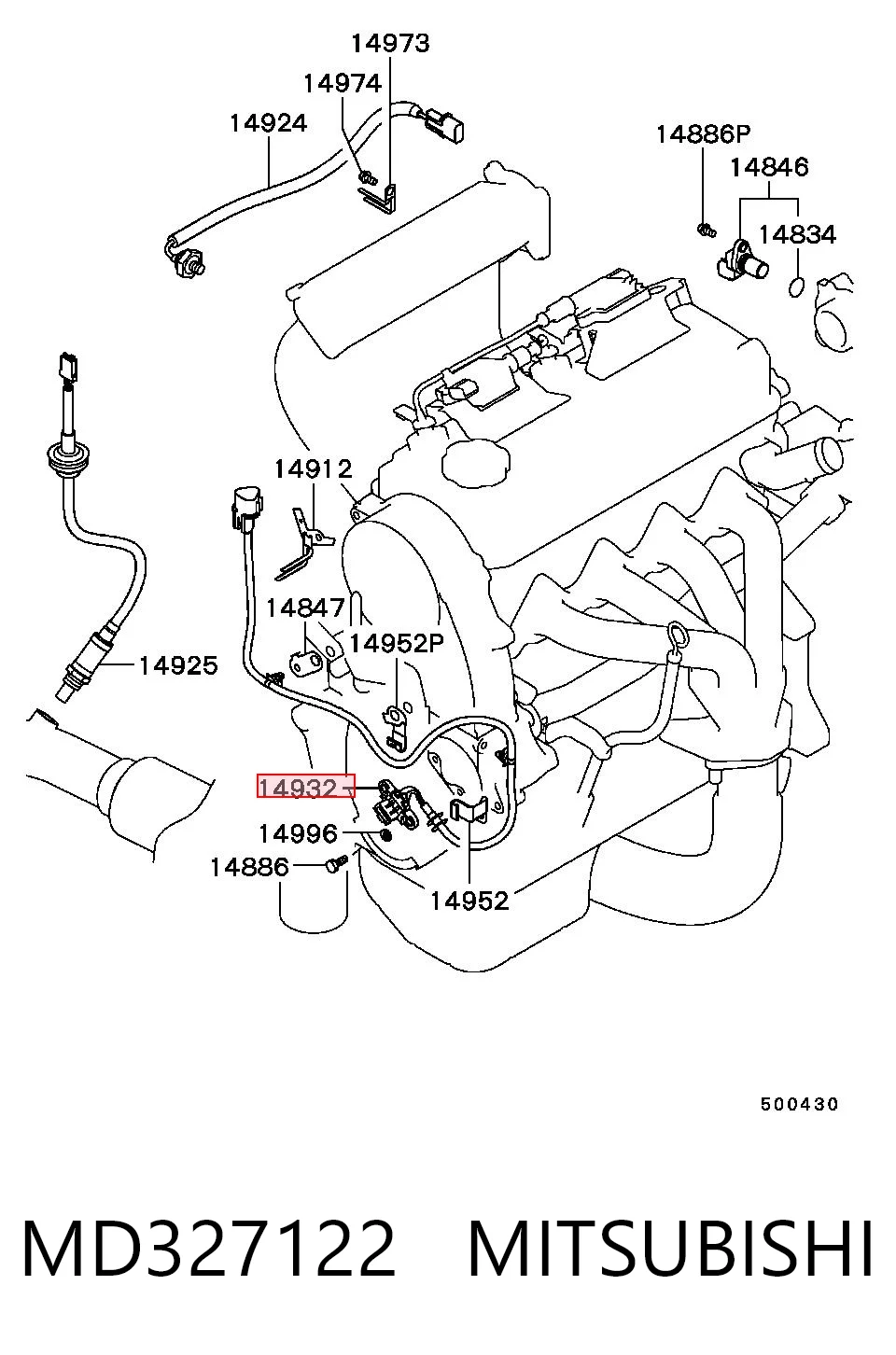 MD327122 Mitsubishi Sensor de posição (de revoluções) de cambota