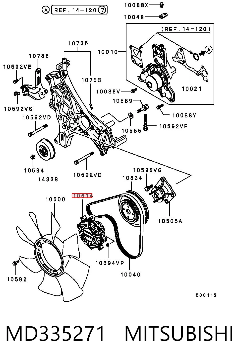 MD335271 Mitsubishi Acoplamento viscoso de ventilador de esfriamento