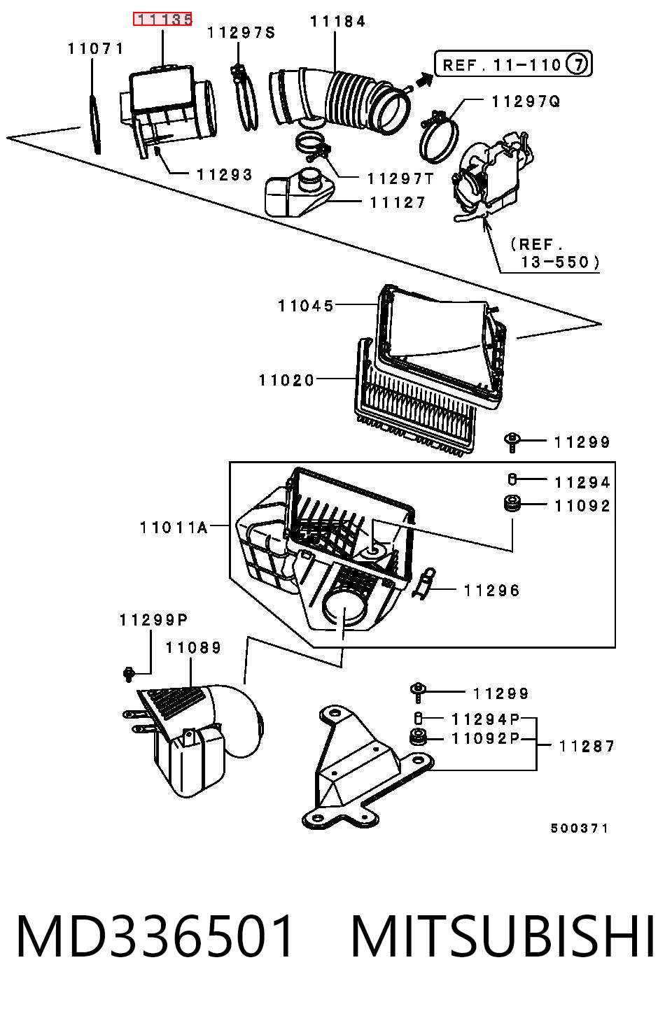 MD336501 Mitsubishi Sensor de fluxo (consumo) de ar, medidor de consumo M.A.F. - (Mass Airflow)