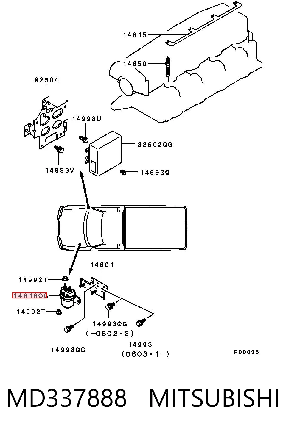 MD337888 Mitsubishi Relê das velas de incandescência