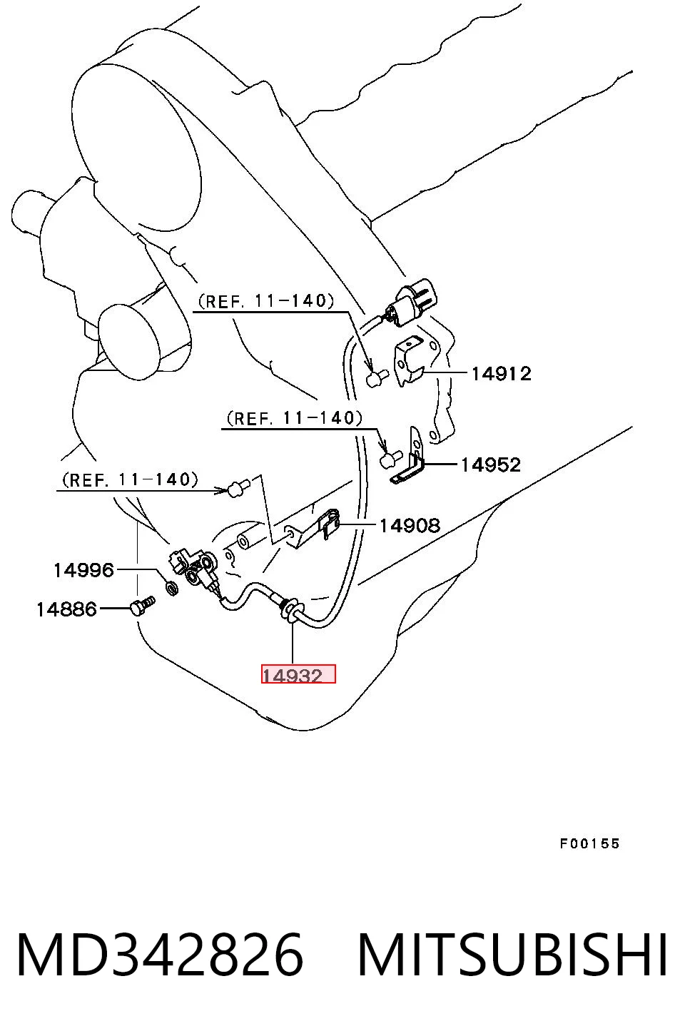 MD342826 Mitsubishi Sensor de posição (de revoluções) de cambota