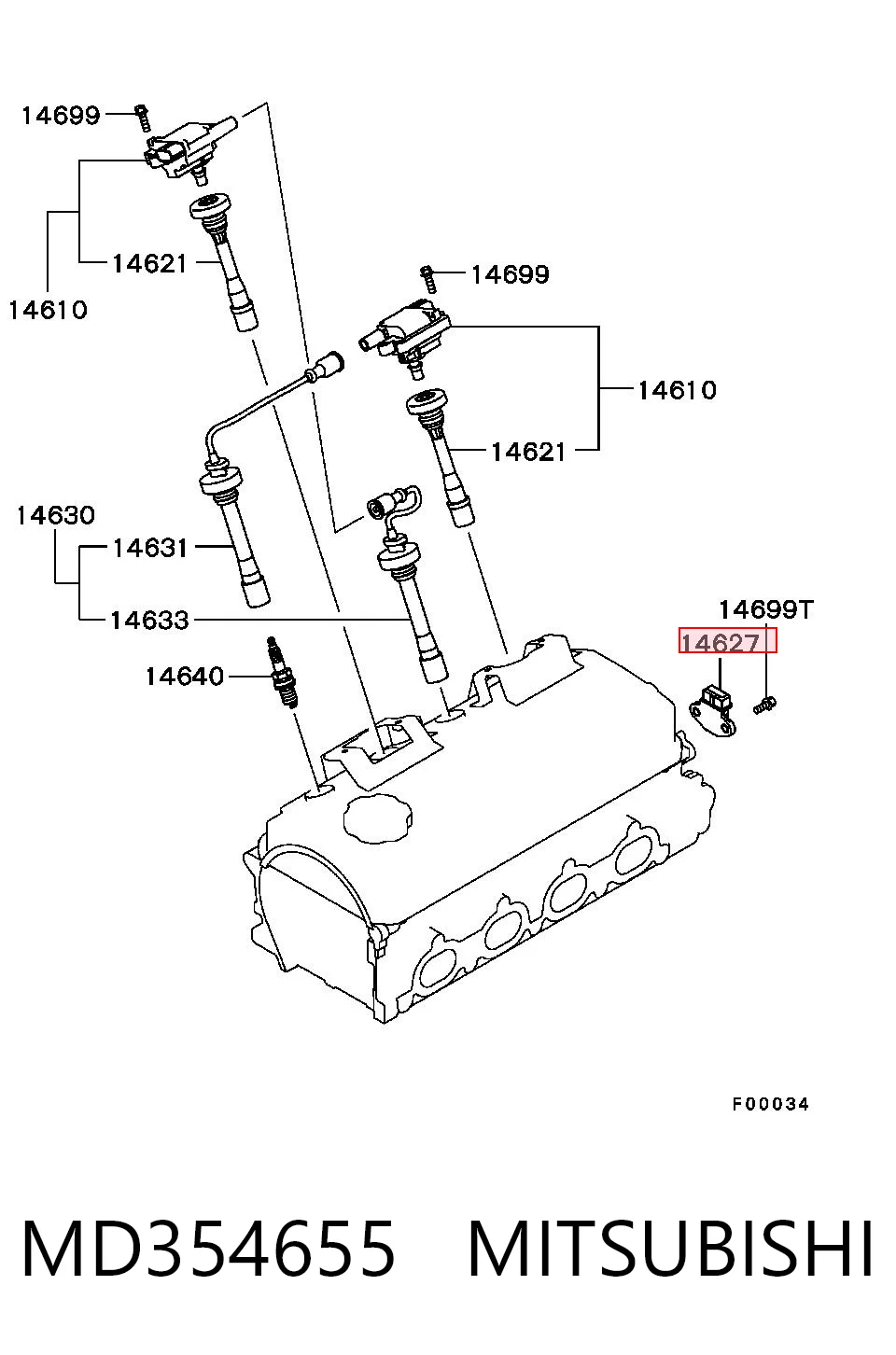 MD354655 Mitsubishi Sensor de detonação