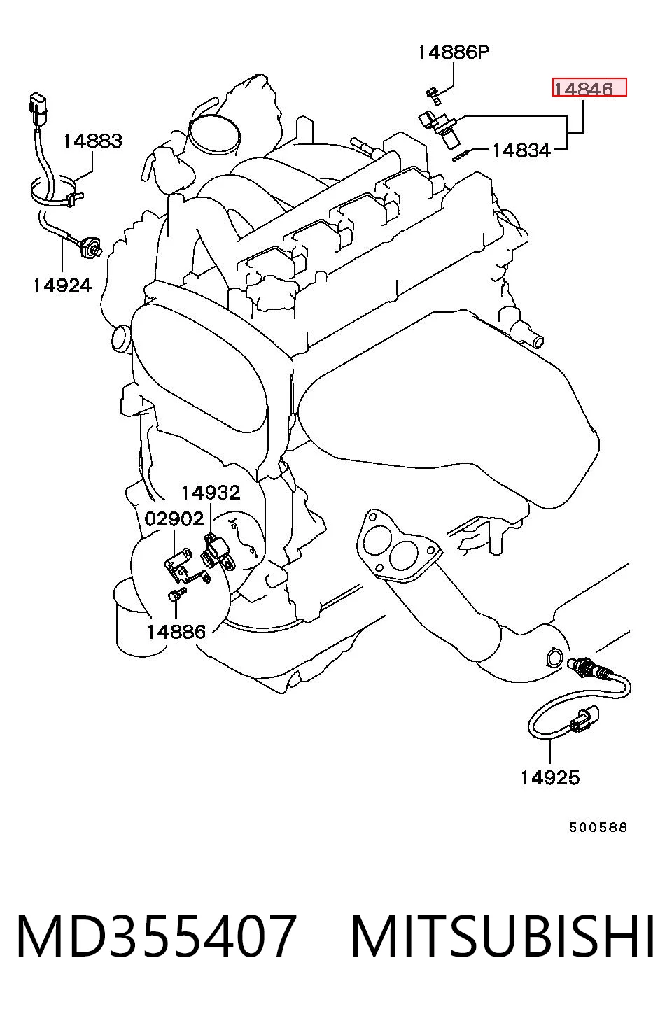 MD355407 Mitsubishi Sensor de posição da árvore distribuidora