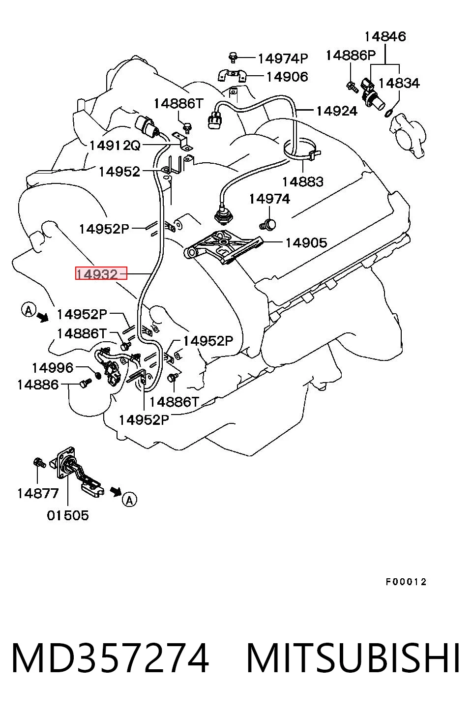 MD357274 Mitsubishi Sensor de posição (de revoluções) de cambota