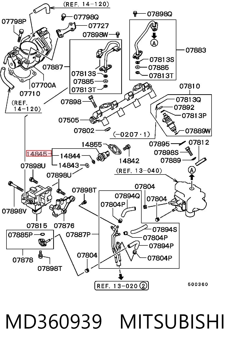 MD360939 Mitsubishi Sensor de pressão de combustível
