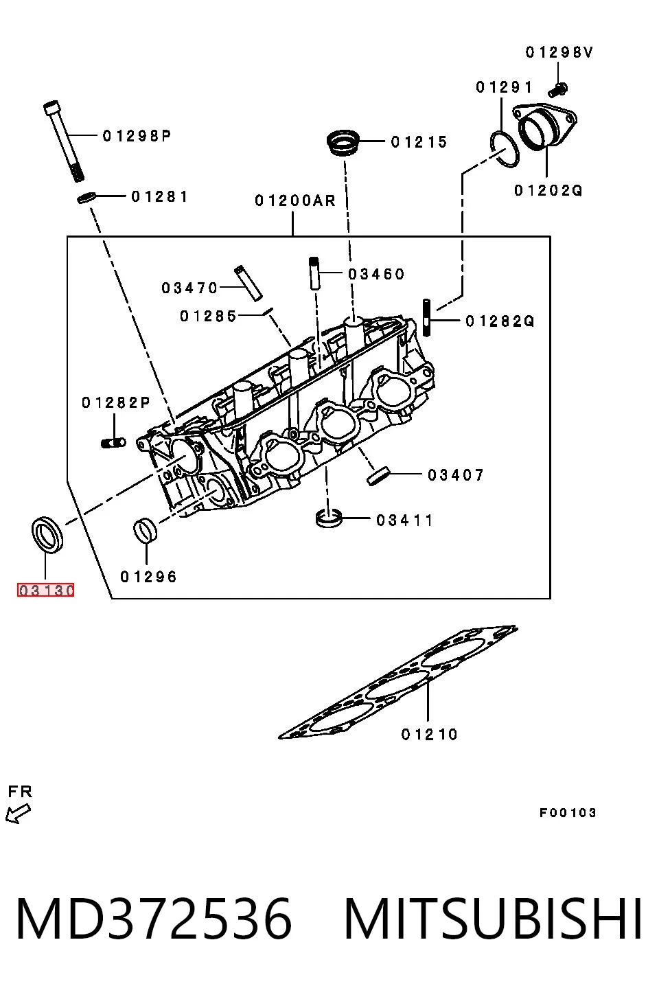 MD372536 Mitsubishi Vedação da árvore distribuidora de motor