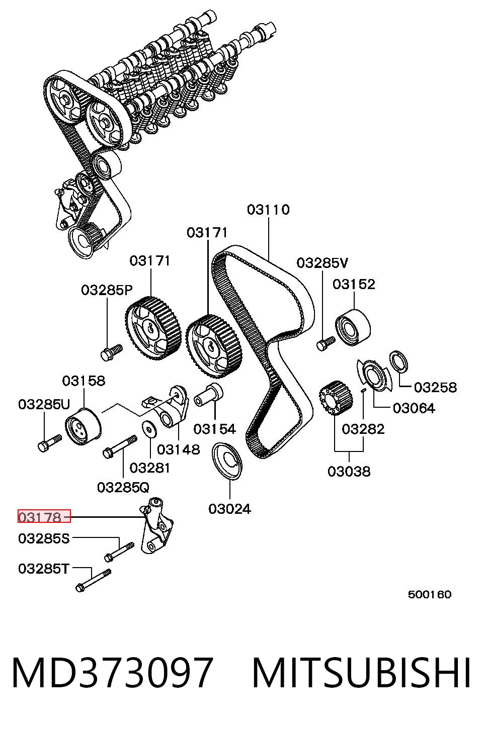 MD373097 Mitsubishi Reguladora de tensão da correia do mecanismo de distribuição de gás
