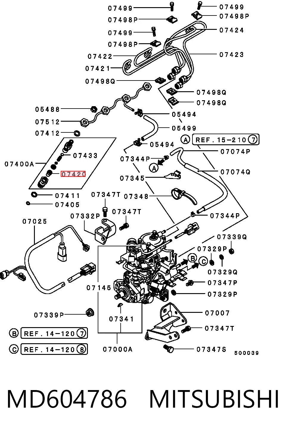 MD604786 Mitsubishi Pulverizador de diesel do injetor