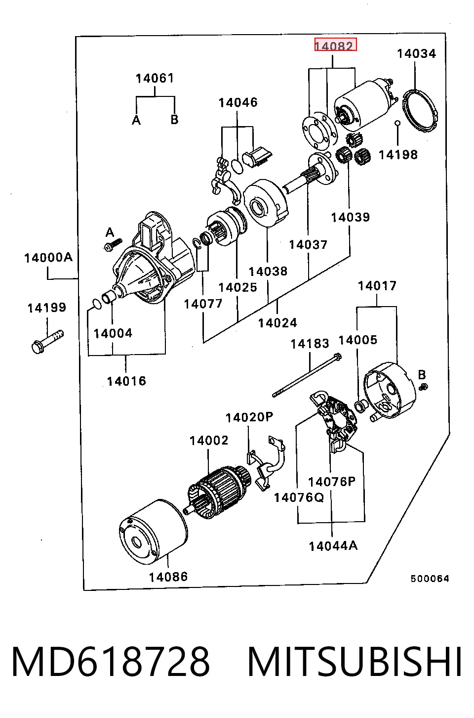 MD618728 Mitsubishi Relê retrator do motor de arranco