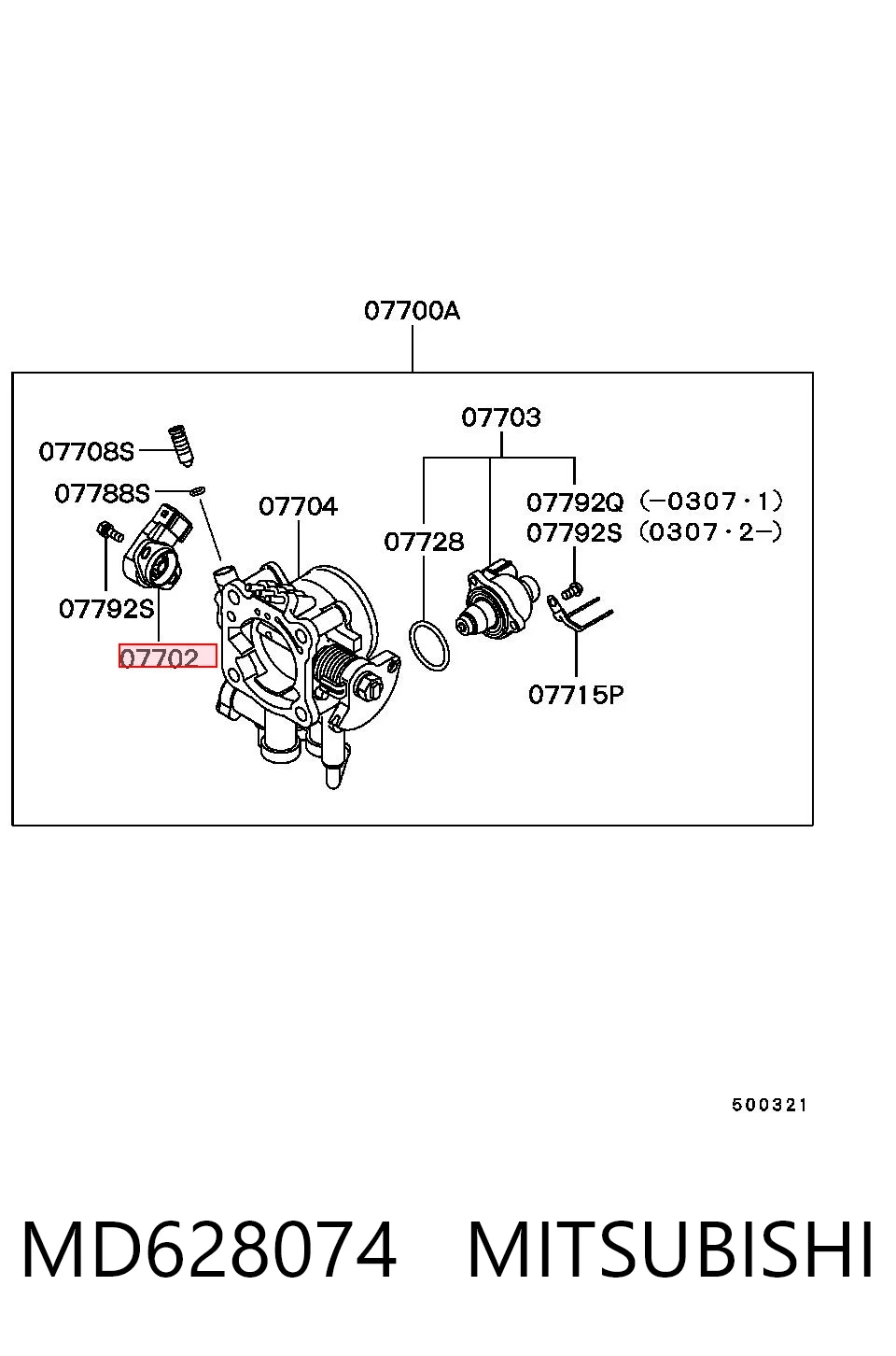 MD628074 Mitsubishi Sensor de posição da válvula de borboleta (potenciômetro)