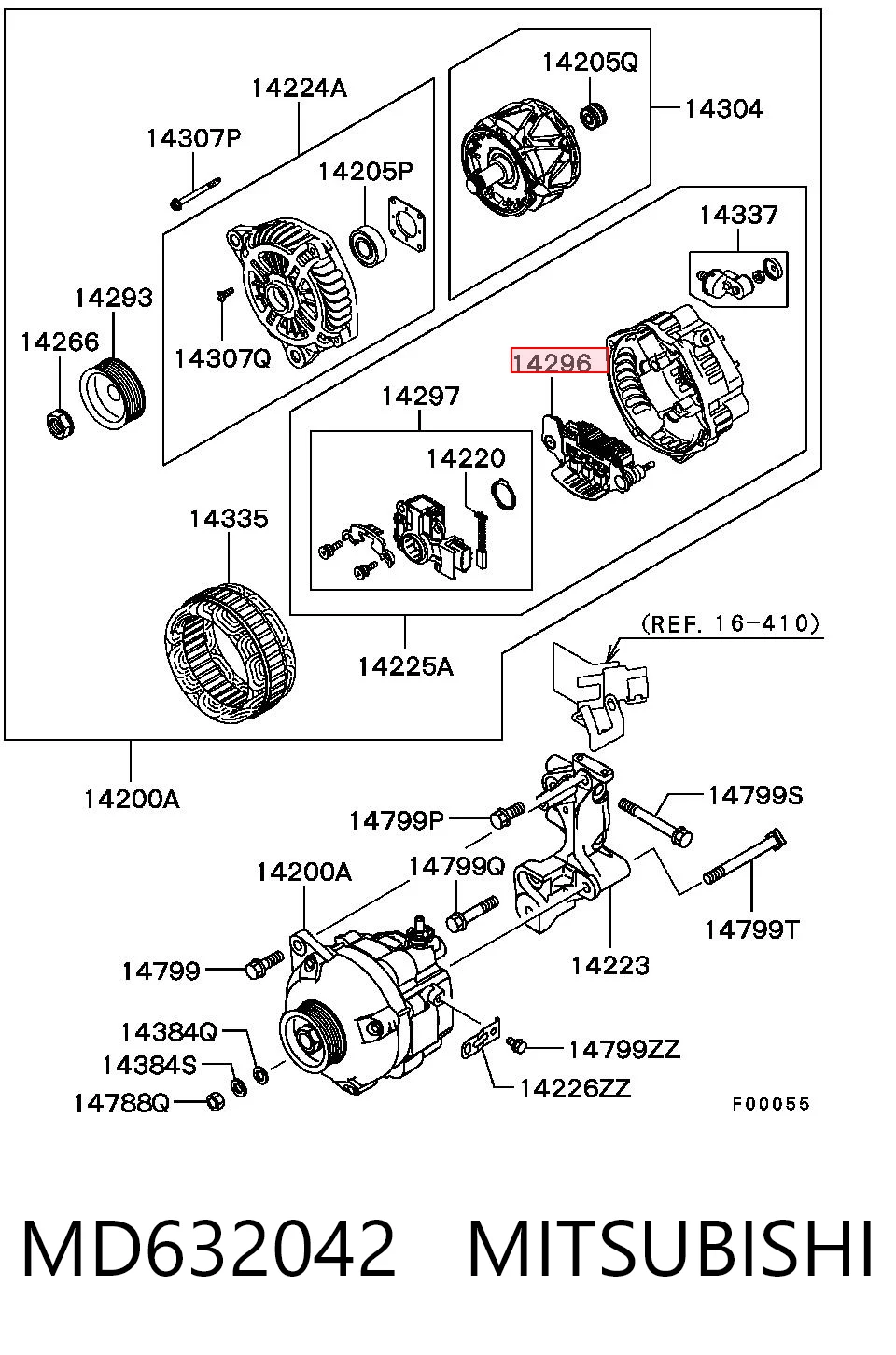 Eixo de diodos do gerador para Subaru Forester III S12, SH