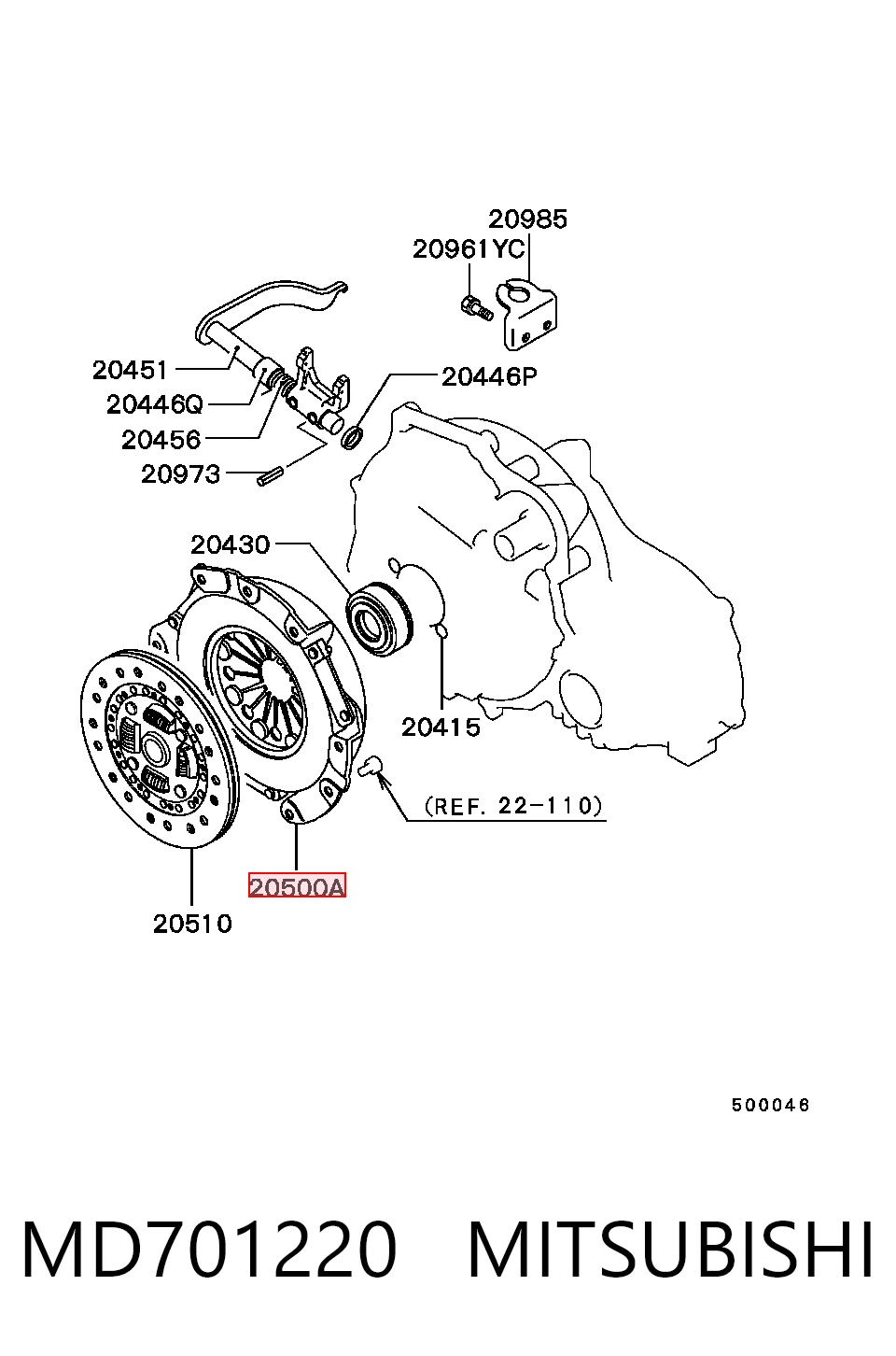 Cesta de embraiagem MD802071 Hyundai/Kia