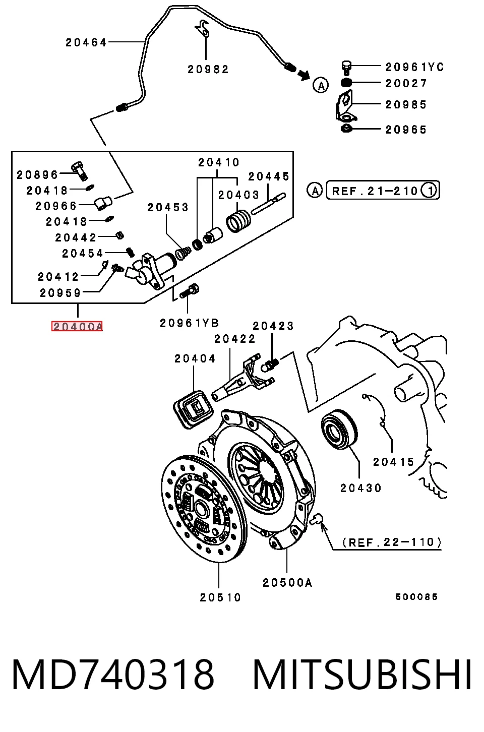 Cilindro de trabalho de embraiagem para Mitsubishi Lancer CBW,CDW