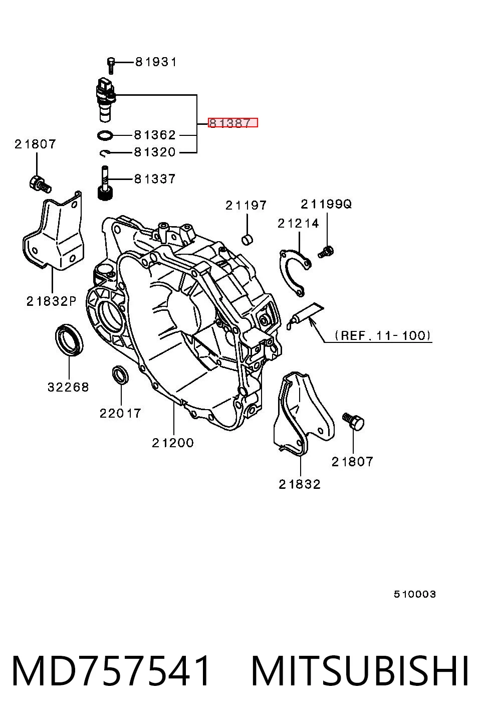 MD757541 Mitsubishi Sensor de velocidade