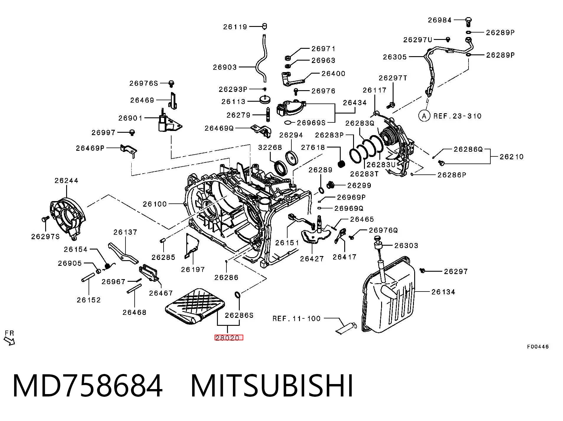 MD758684 Mitsubishi Filtro da Caixa Automática de Mudança