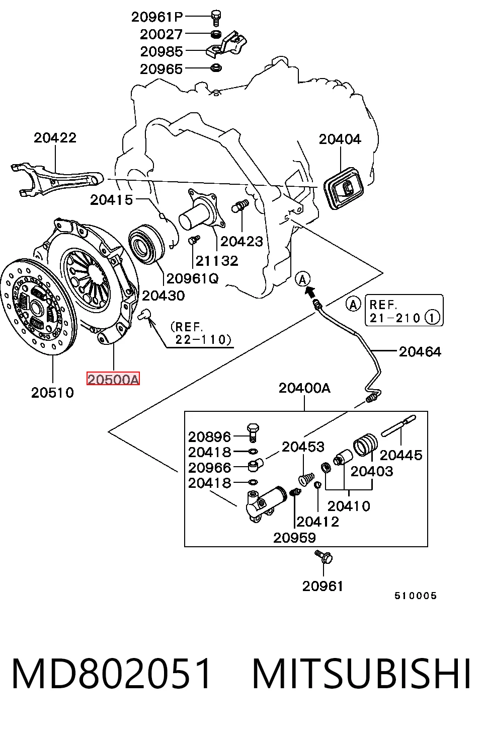  Cesta de embraiagem Mitsubishi Lancer III sedan (C1A,C6A) (1983 - 1990) III