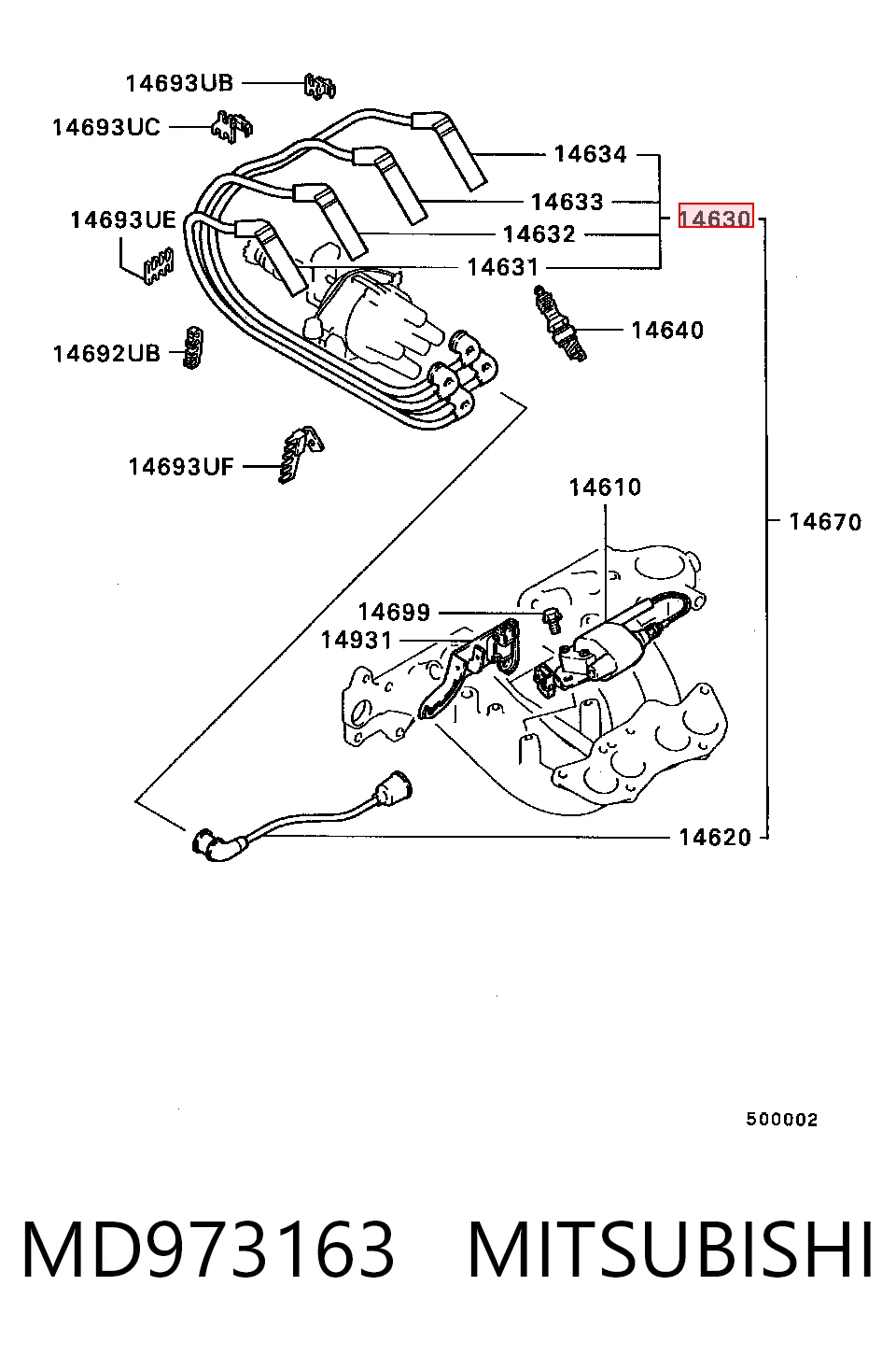  Fios de alta voltagem, kit Mitsubishi L 300 plataforma a bordo (P1T) (1994 - 2008) 