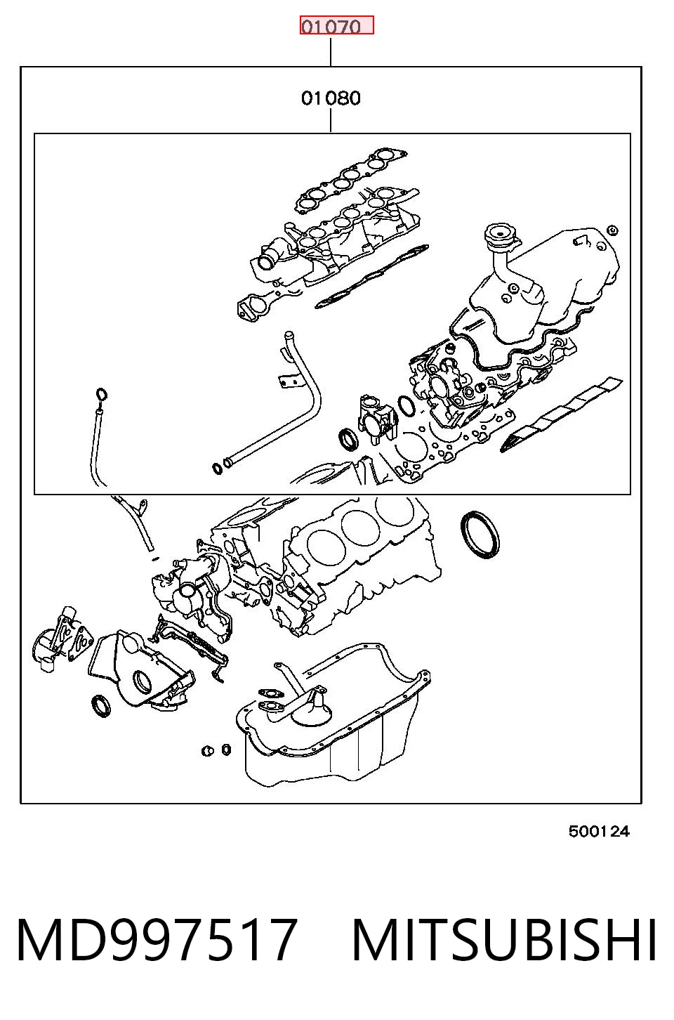 MD997494 Chrysler Kit de vedantes de motor completo