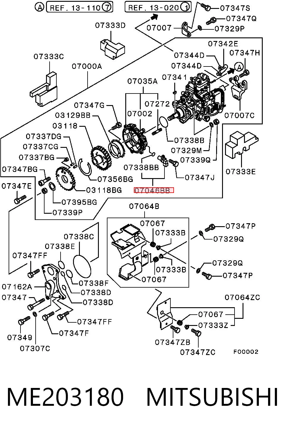ME203180 Mitsubishi Sensor de posição (de revoluções) de cambota